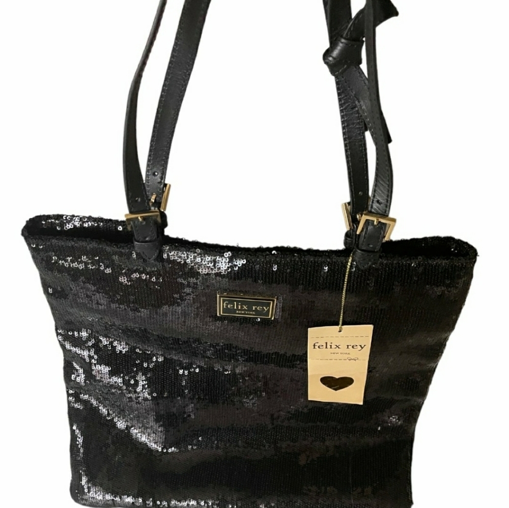 Felix Rey black sequins purse,  holiday purse